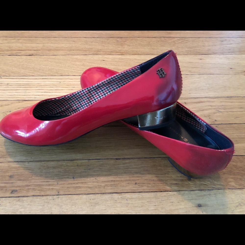Red Leather Tommy Hilfiger Ballerinas